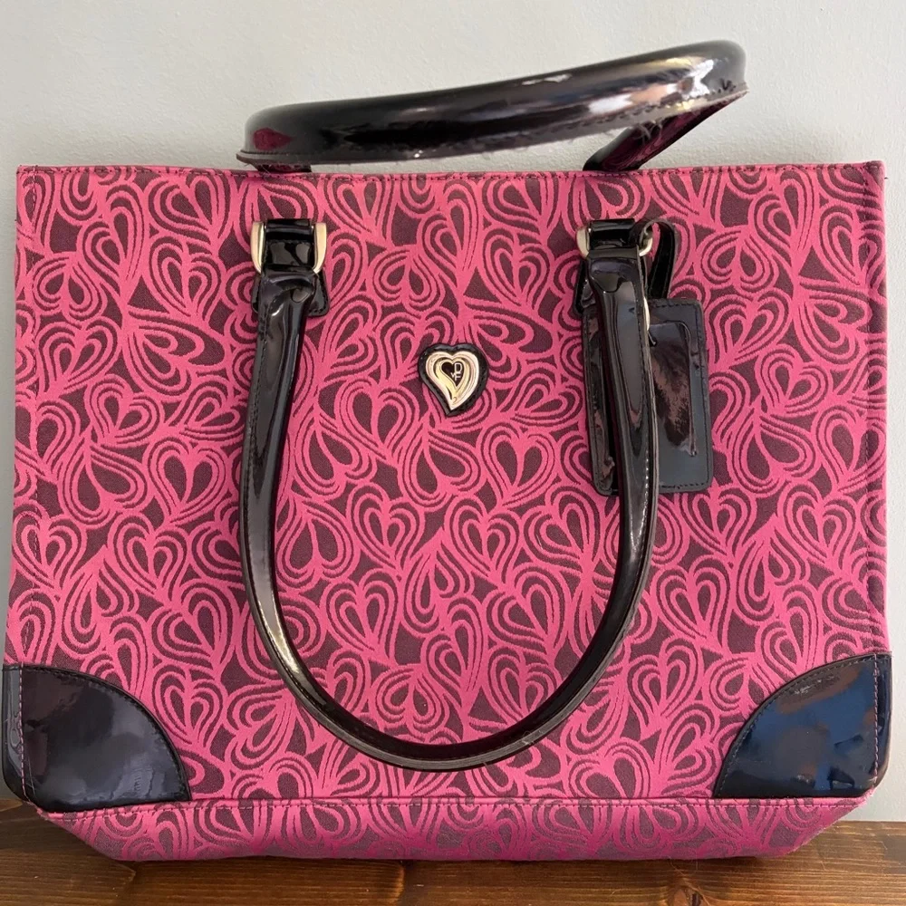 Diane Von Furstenberg Elegant Pink Heart Pattern Tote Bag or Computer Bag